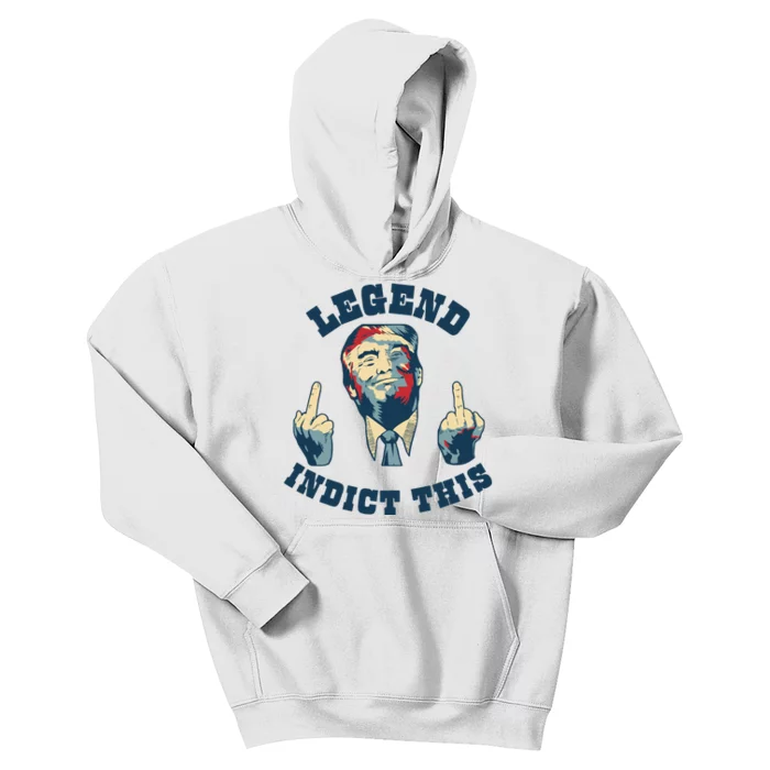 Trump Finger Indict This Legend Save America Trump Not Guilty Kids Hoodie