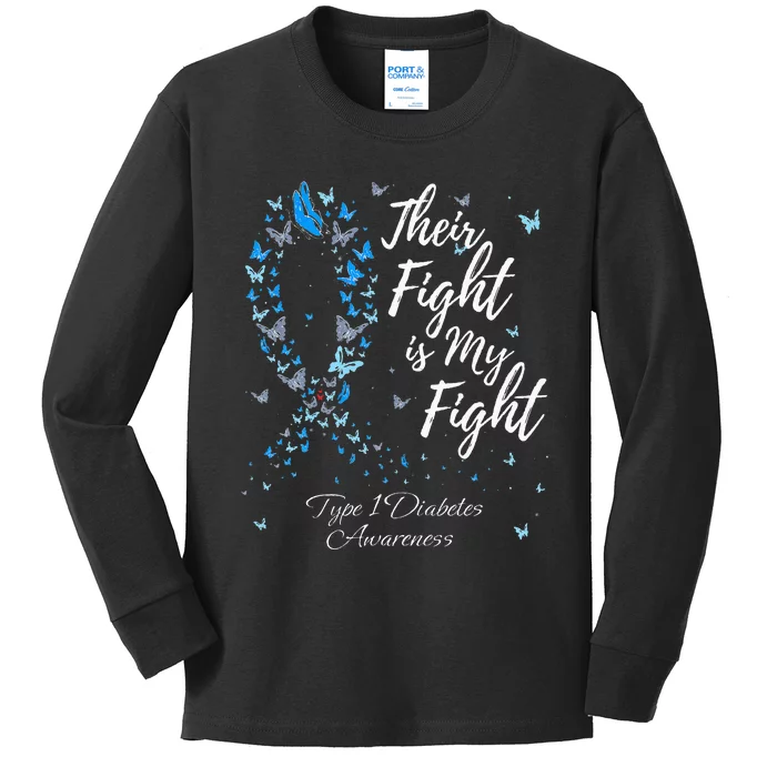 Their Fight Is My Fight T1D Type 1 Diabetes Awareness Kids Long Sleeve Shirt