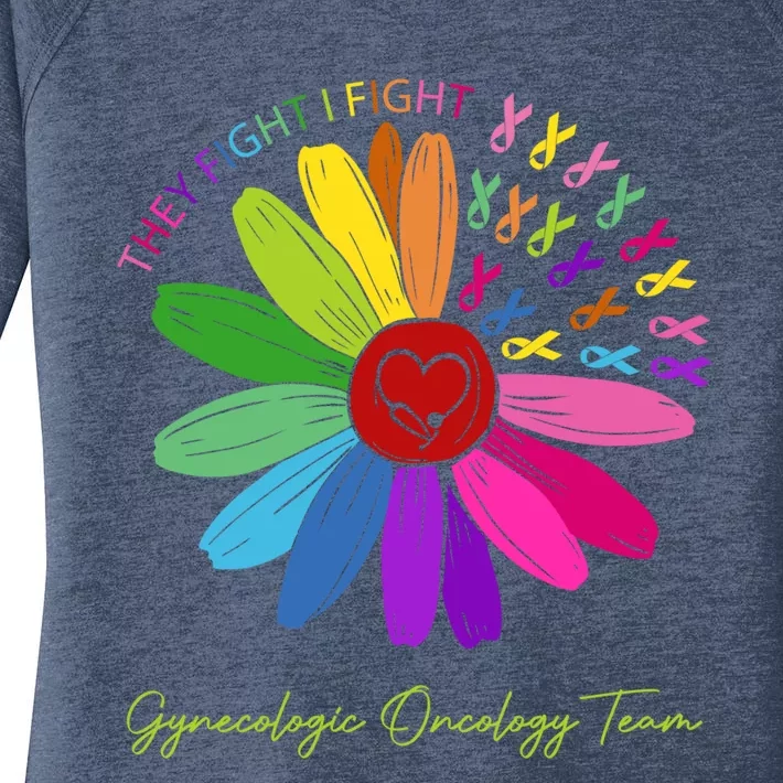 They Fight I Fight Oncology Team Gynecologic Oncology Nurse Funny Gift Women's Perfect Tri Tunic Long Sleeve Shirt