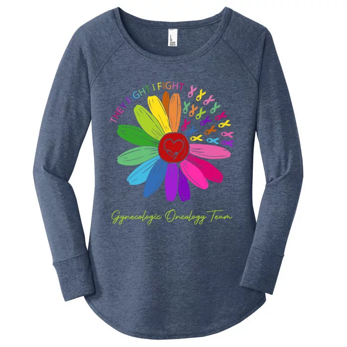 They Fight I Fight Oncology Team Gynecologic Oncology Nurse Funny Gift Women's Perfect Tri Tunic Long Sleeve Shirt