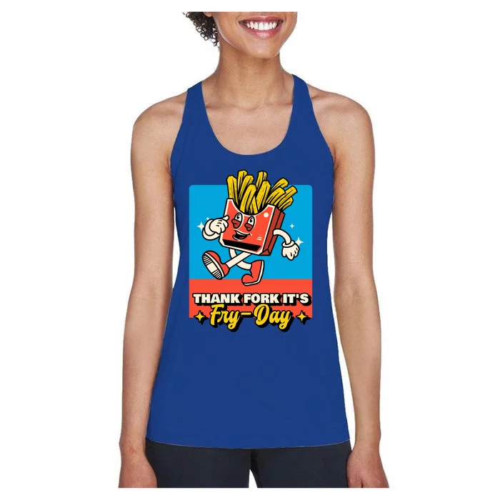 Thank Fork Its Fry Day Funny Tfi Friday Fries Gift Women's Racerback Tank