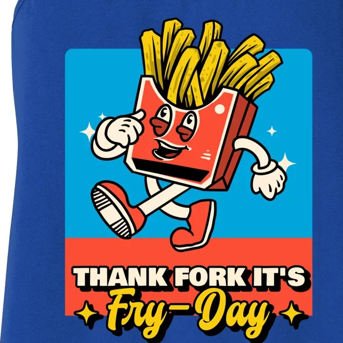 Thank Fork Its Fry Day Funny Tfi Friday Fries Gift Women's Racerback Tank