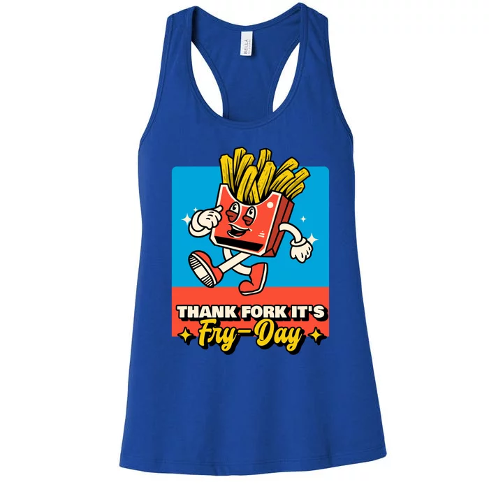 Thank Fork Its Fry Day Funny Tfi Friday Fries Gift Women's Racerback Tank