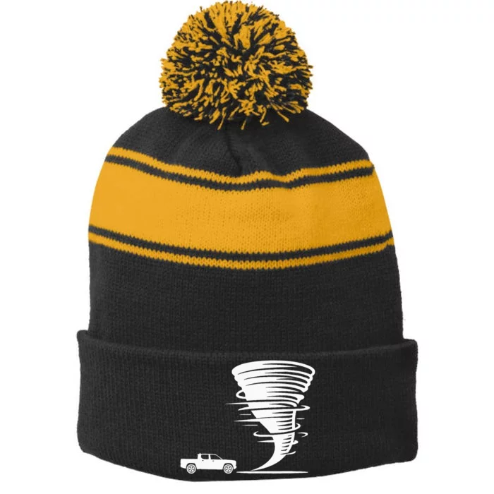 Tornado For Idea Gift Storm Chaser Stripe Pom Pom Beanie