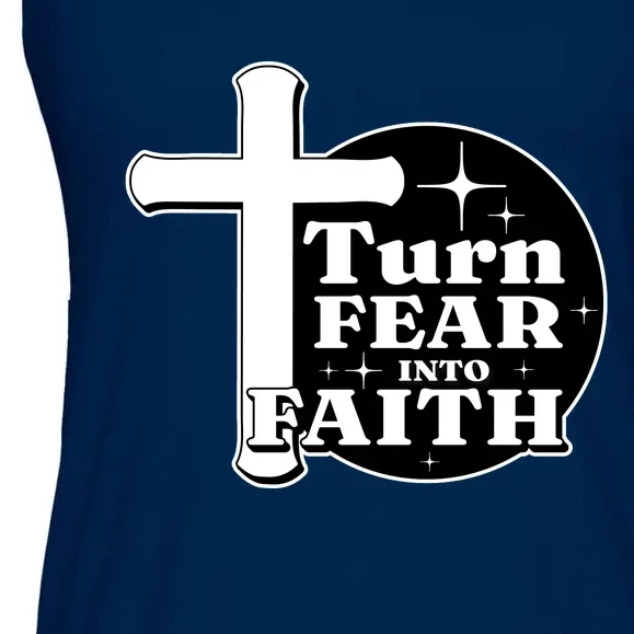 Turn Fear Into Faith Cross Ladies Essential Flowy Tank