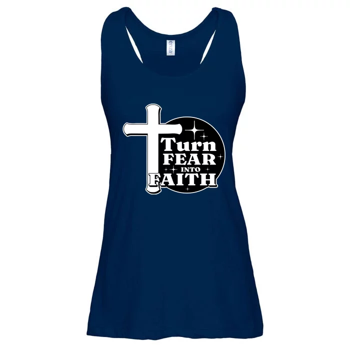 Turn Fear Into Faith Cross Ladies Essential Flowy Tank