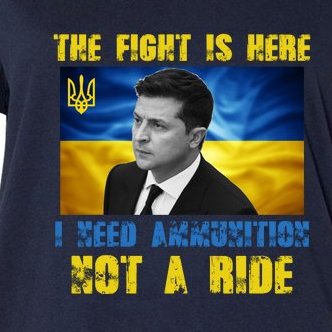The Fight Is Here I Need Ammunition, Not A Ride Volodymyr Zelensky Ukraine Women's V-Neck Plus Size T-Shirt