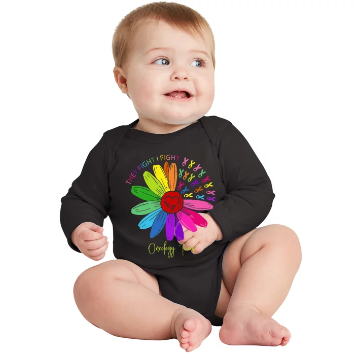 They Fight I Fight Oncology Team Sunflower Oncology Nurse Baby Long Sleeve Bodysuit