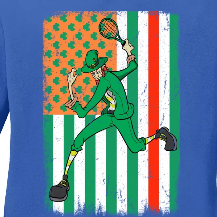 Tennis Fire Irish Usa Firefighter Flag St Patrick's Day Gift Ladies Long Sleeve Shirt