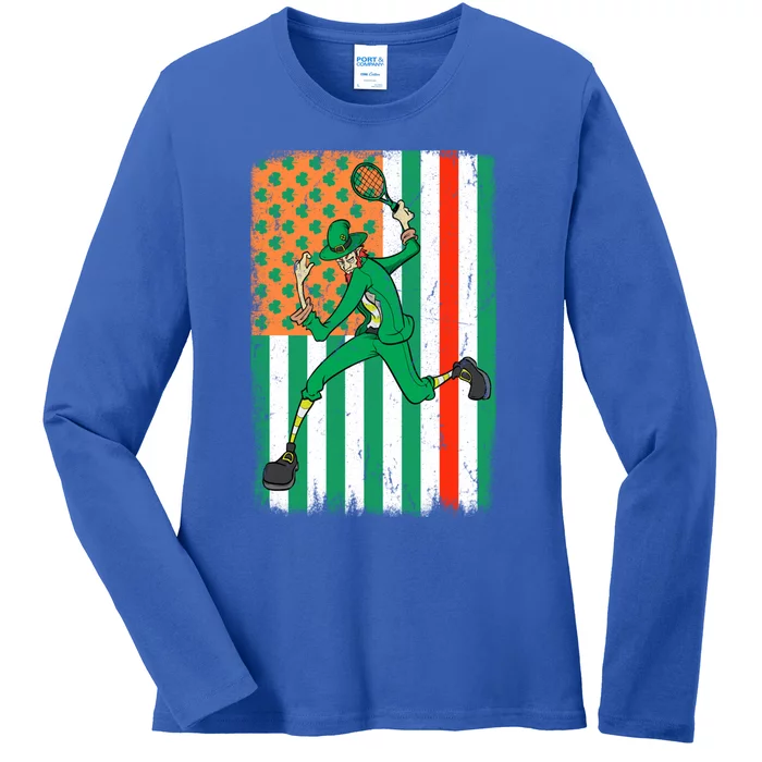 Tennis Fire Irish Usa Firefighter Flag St Patrick's Day Gift Ladies Long Sleeve Shirt