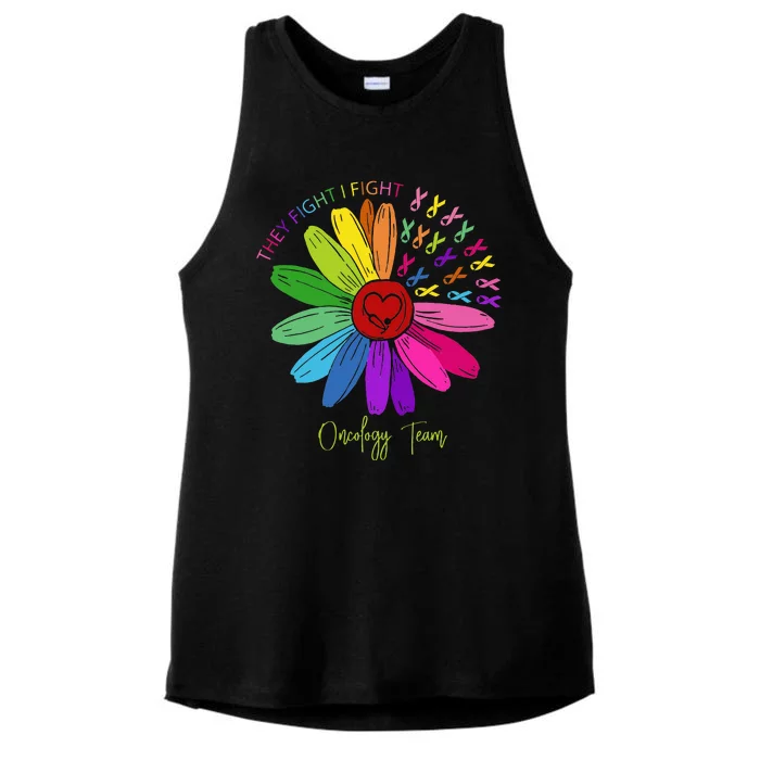 They Fight I Fight Oncology Team Sunflower Ladies Tri-Blend Wicking Tank