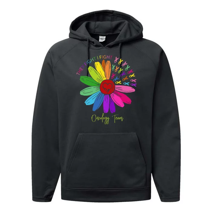 They Fight I Fight Oncology Team Sunflower Performance Fleece Hoodie