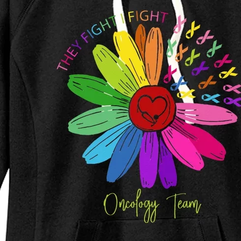 They Fight I Fight Oncology Team Sunflower Women's Fleece Hoodie