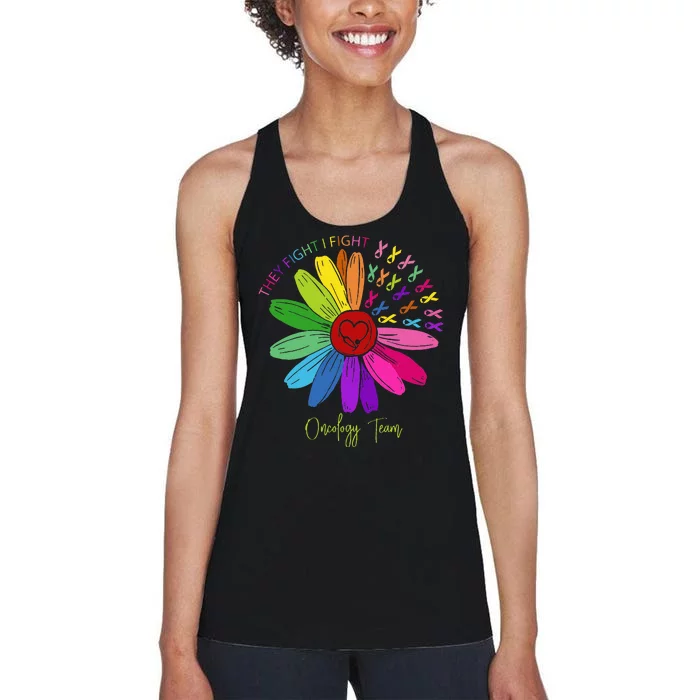 They Fight I Fight Oncology Team Sunflower Women's Racerback Tank