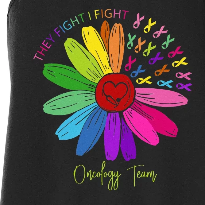 They Fight I Fight Oncology Team Sunflower Women's Racerback Tank