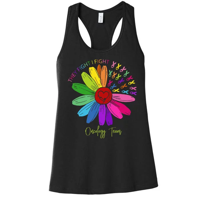 They Fight I Fight Oncology Team Sunflower Women's Racerback Tank