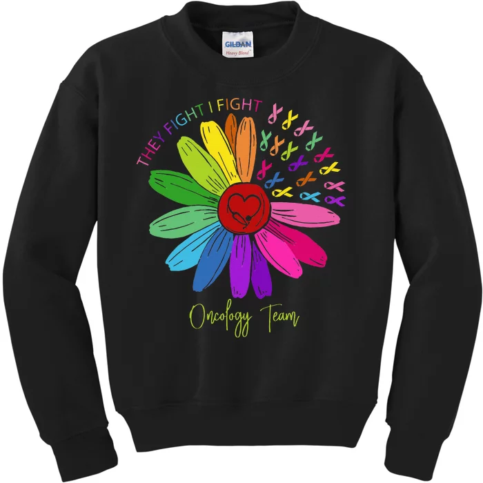 They Fight I Fight Oncology Team Sunflower Kids Sweatshirt