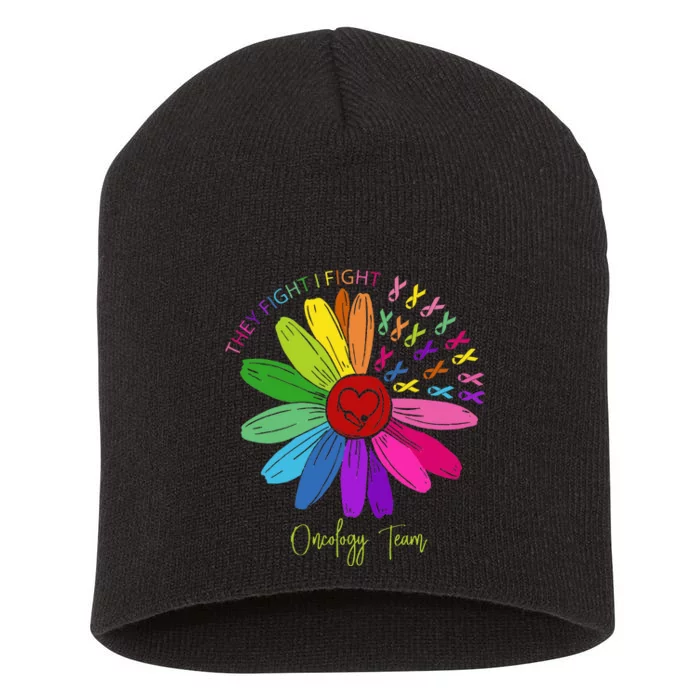 They Fight I Fight Oncology Team Sunflower Short Acrylic Beanie