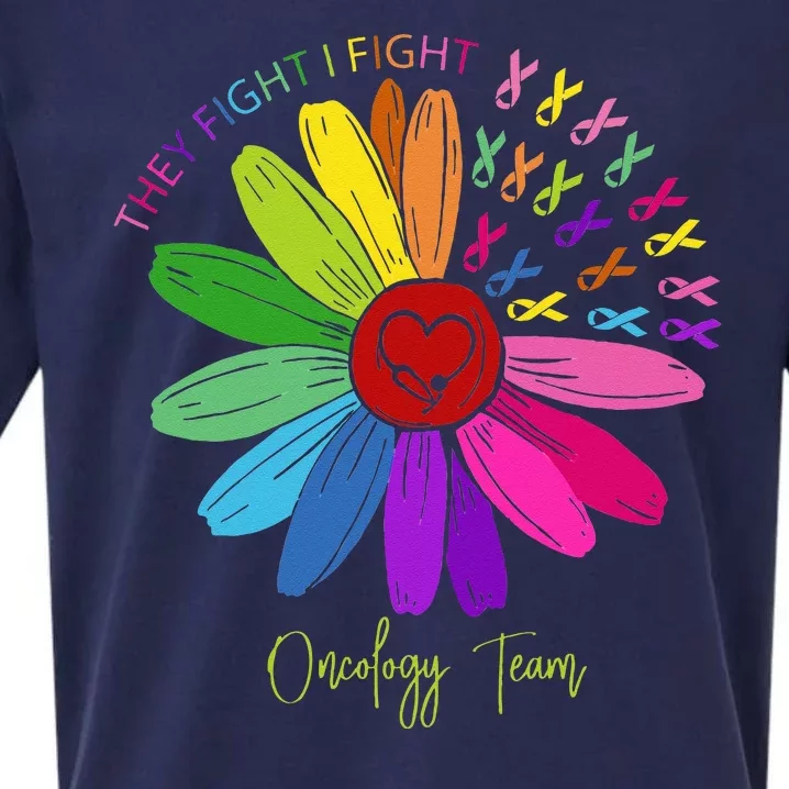 They Fight I Fight Oncology Team Sunflower Sueded Cloud Jersey T-Shirt