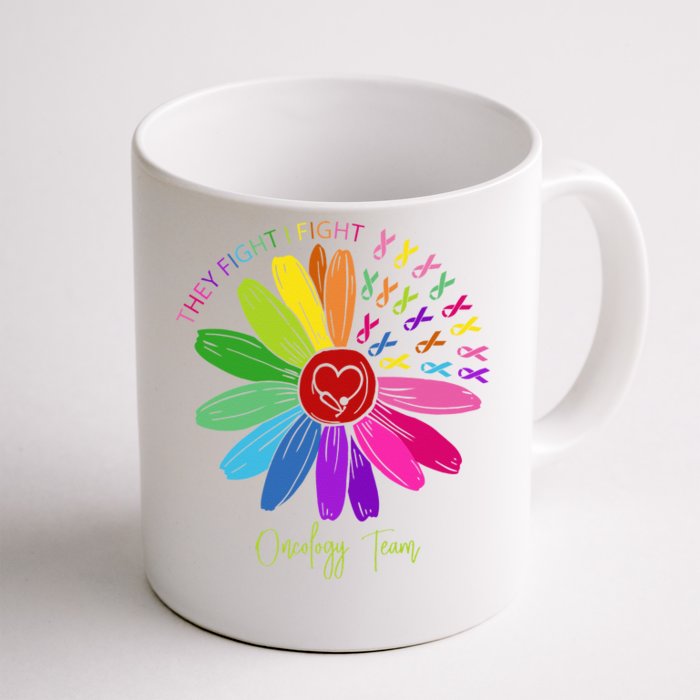 They Fight I Fight Oncology Team Sunflower Front & Back Coffee Mug