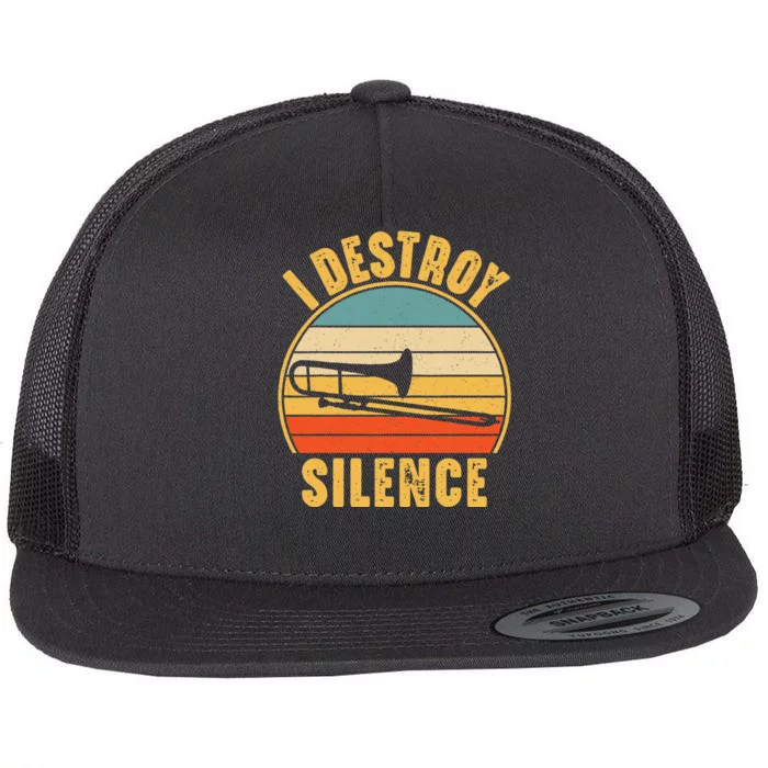 Trombonist Funny I Destroy Silence Trombone Player Flat Bill Trucker Hat