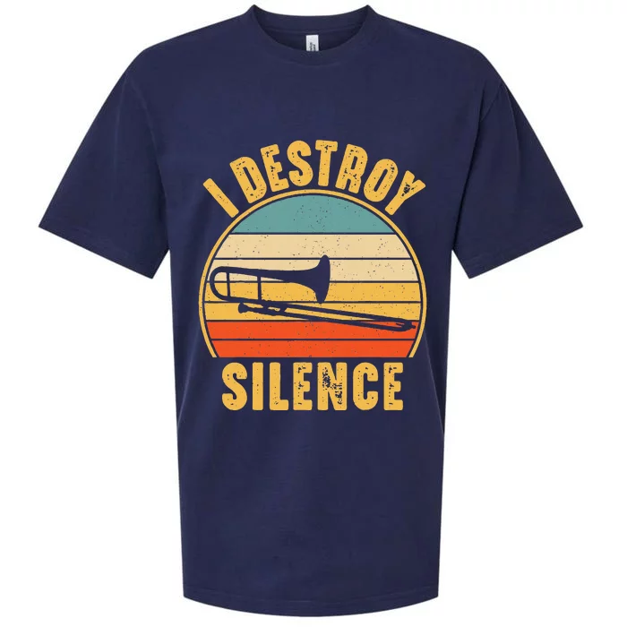 Trombonist Funny I Destroy Silence Trombone Player Sueded Cloud Jersey T-Shirt