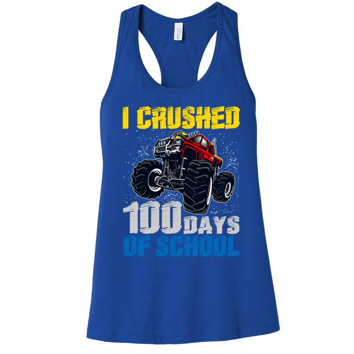 Truck Funny I Crushed 100 Days Of School Funny Gift Women's Racerback Tank