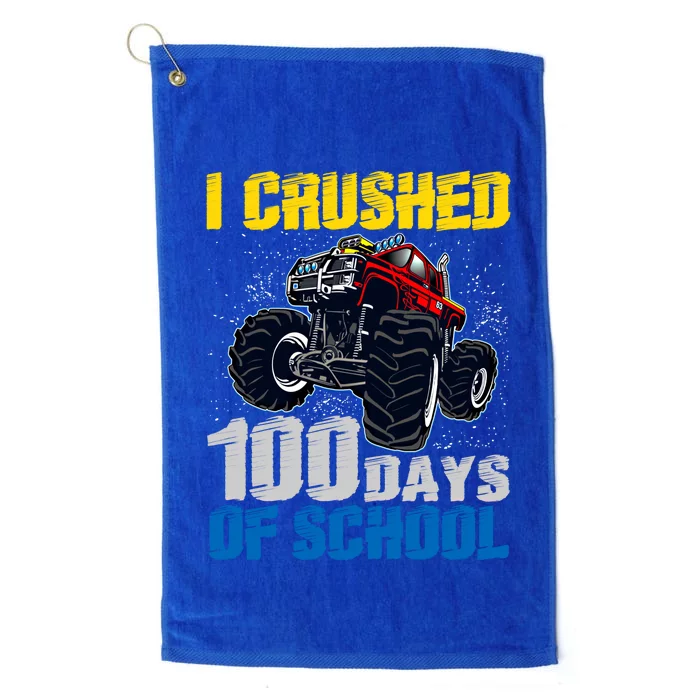 Truck Funny I Crushed 100 Days Of School Funny Gift Platinum Collection Golf Towel