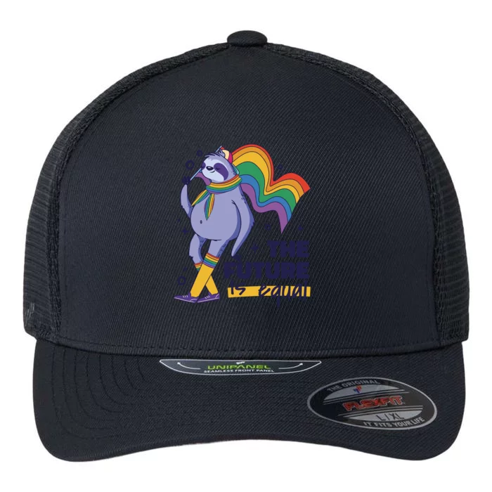 The Future Is Equal Sloth Pride Flexfit Unipanel Trucker Cap