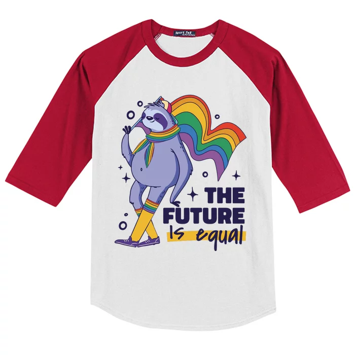 The Future Is Equal Sloth Pride Kids Colorblock Raglan Jersey