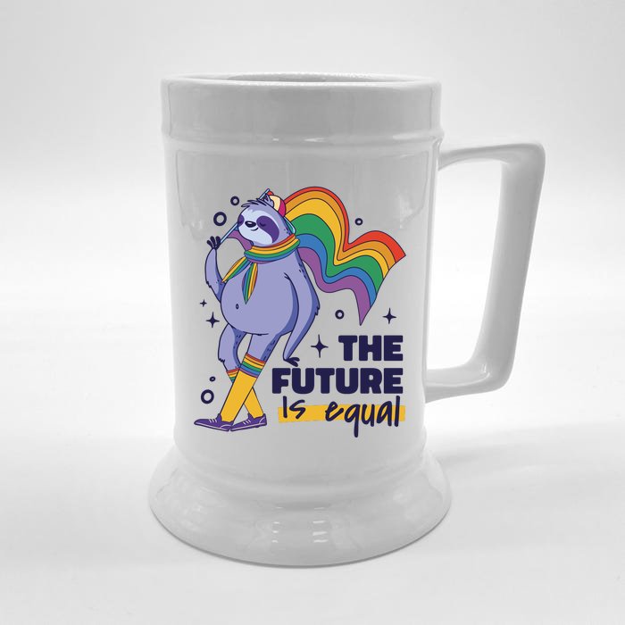 The Future Is Equal Sloth Pride Front & Back Beer Stein