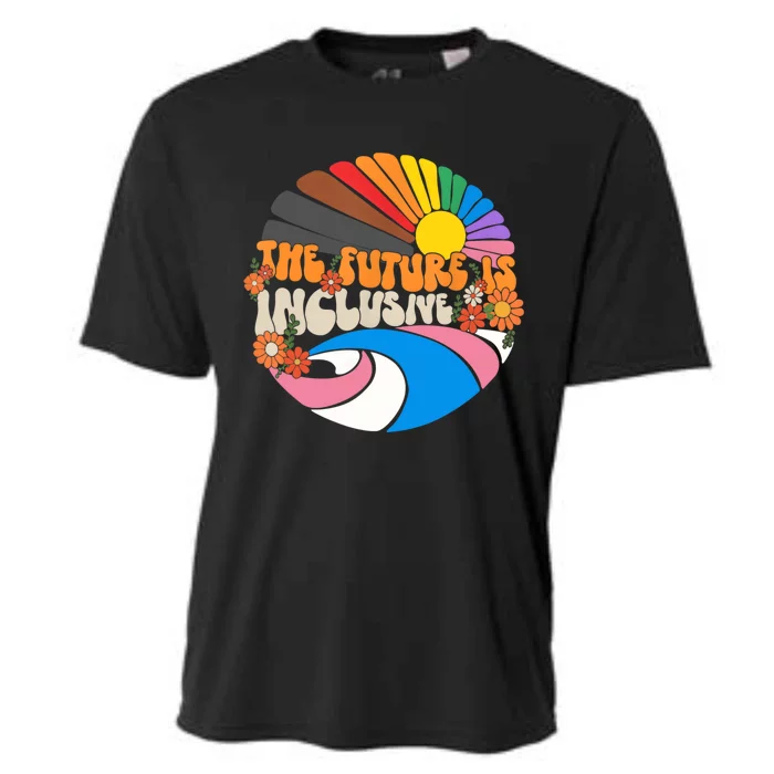 The Future Is Inclusive Lgbt Flag Groovy Rights Pride Great Gift Cooling Performance Crew T-Shirt