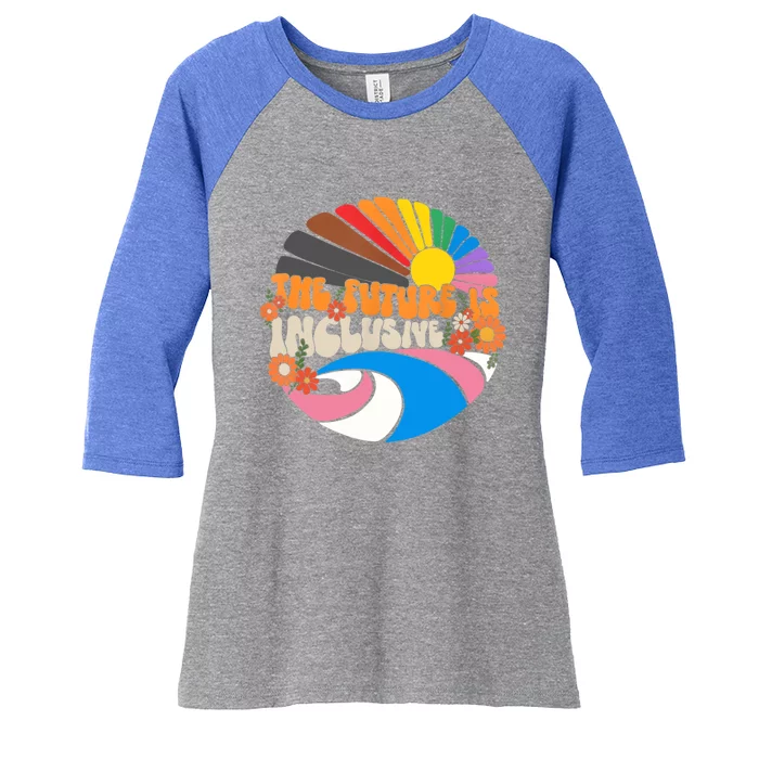 The Future Is Inclusive Lgbt Flag Groovy Rights Pride Great Gift Women's Tri-Blend 3/4-Sleeve Raglan Shirt