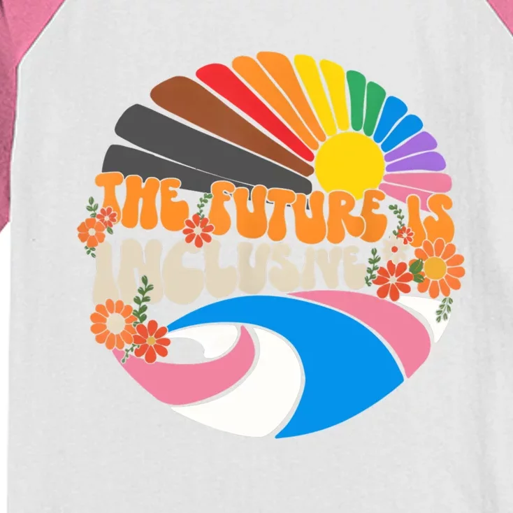 The Future Is Inclusive Lgbt Flag Groovy Rights Pride Great Gift Kids Colorblock Raglan Jersey