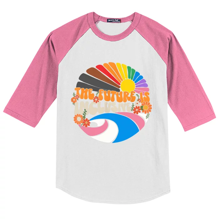 The Future Is Inclusive Lgbt Flag Groovy Rights Pride Great Gift Kids Colorblock Raglan Jersey