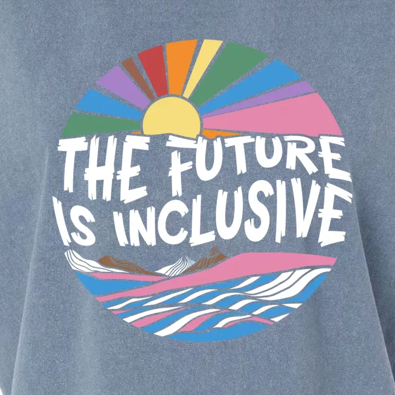 The Future Is Inclusive Rainbow Sunset Flowers Lgbtq Rights Gift Garment-Dyed Women's Muscle Tee