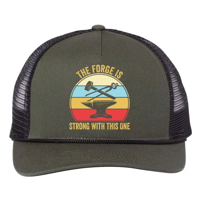 The Forge Is Strong With This One Funny Blacksmith Retro Rope Trucker Hat Cap