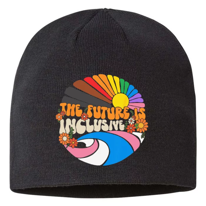 The Future Is Inclusive LGBT Flag Groovy Gay Rights Pride 8 1/2in Sustainable Knit Beanie