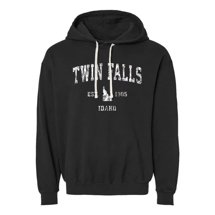 Twin Falls Idaho Id Vintage Athletic Sports Design Garment-Dyed Fleece Hoodie