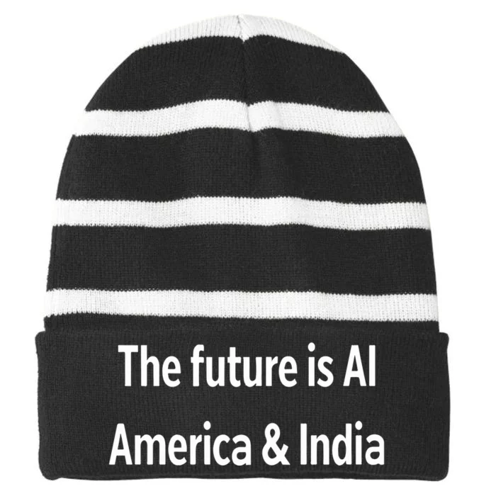 The Future Is Ai America And India Striped Beanie with Solid Band