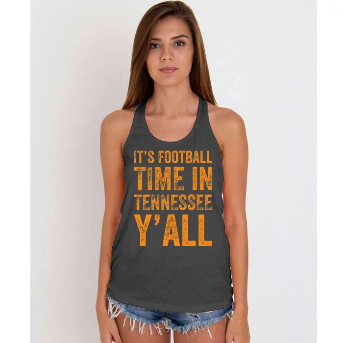 Tennessee Football ItS Football Time In Tennessee Yall Vol Women's Knotted Racerback Tank