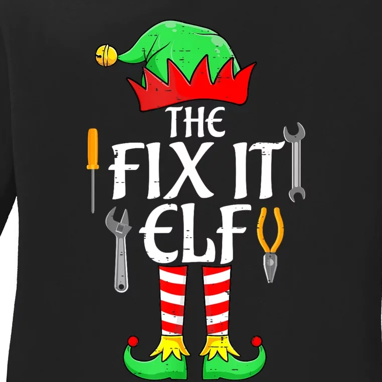 The Fix It Elf Christmas Family Matching Ladies Long Sleeve Shirt