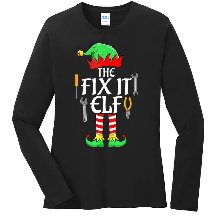 The Fix It Elf Christmas Family Matching Ladies Long Sleeve Shirt