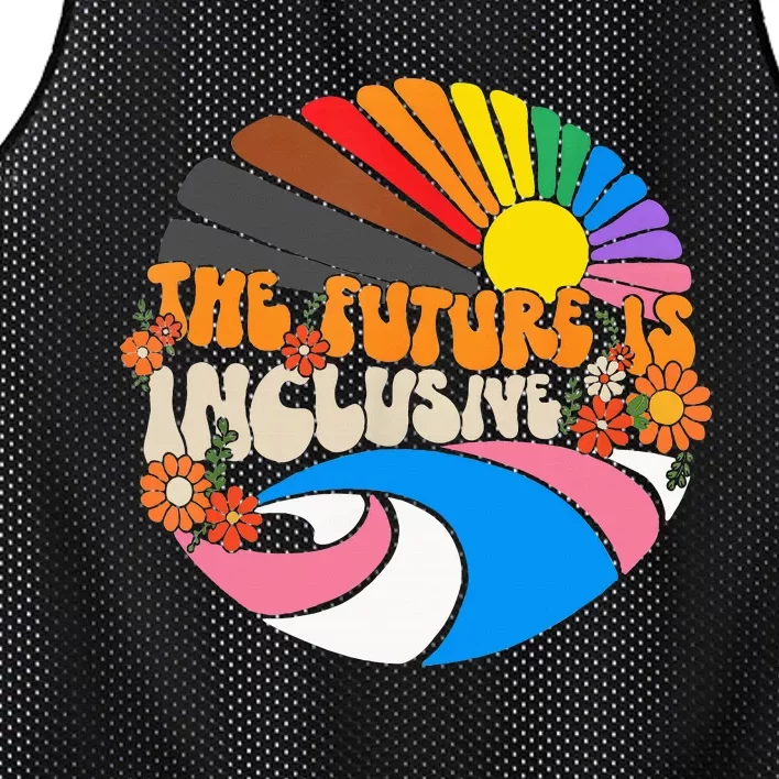 The Future Is Inclusive Lgbt Flag Groovy Gay Rights Pride Mesh Reversible Basketball Jersey Tank