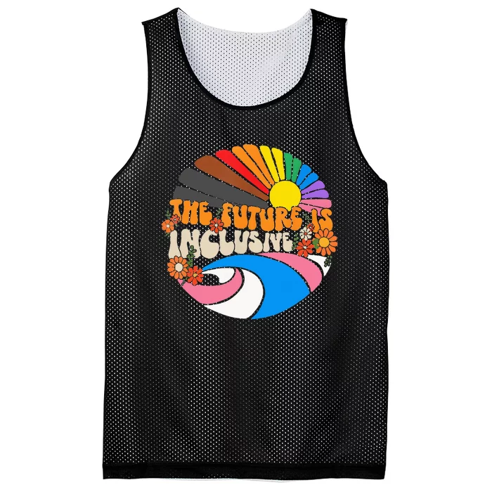 The Future Is Inclusive Lgbt Flag Groovy Gay Rights Pride Mesh Reversible Basketball Jersey Tank