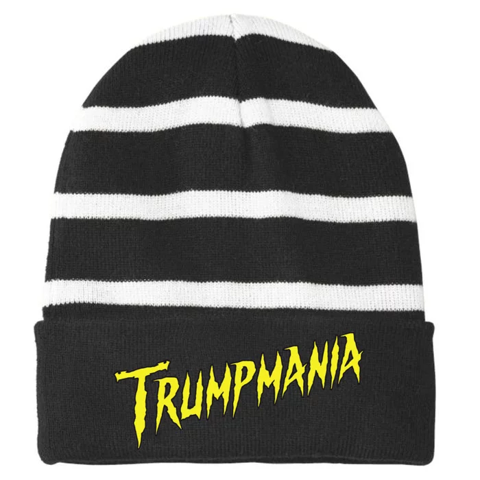 Trumpmania Funny Joke Humour Design Striped Beanie with Solid Band