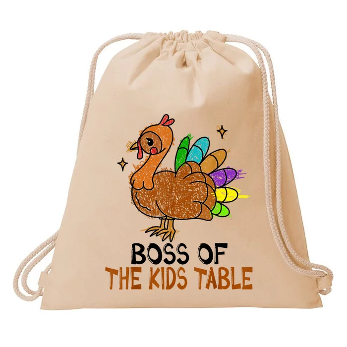 Thanksgiving For Kids Or Adult Boss Of The Kids Table Drawstring Bag