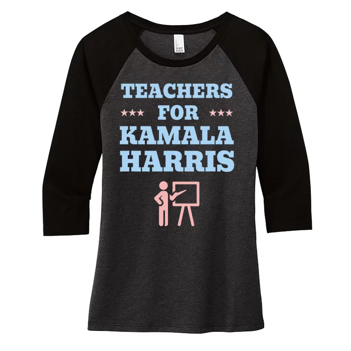 Teachers For Kamala Harris 2024 Change Breaking Barriers Women's Tri-Blend 3/4-Sleeve Raglan Shirt