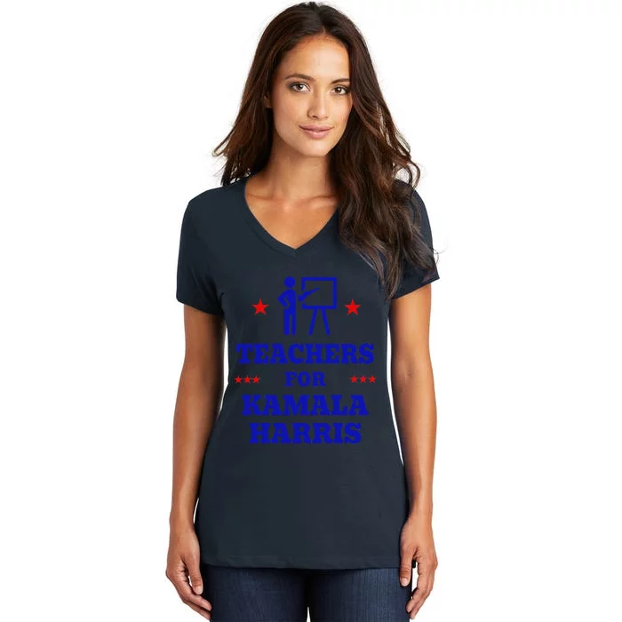 Teachers For Kamala Harris 2024 Election Breaking Barriers Women's V-Neck T-Shirt