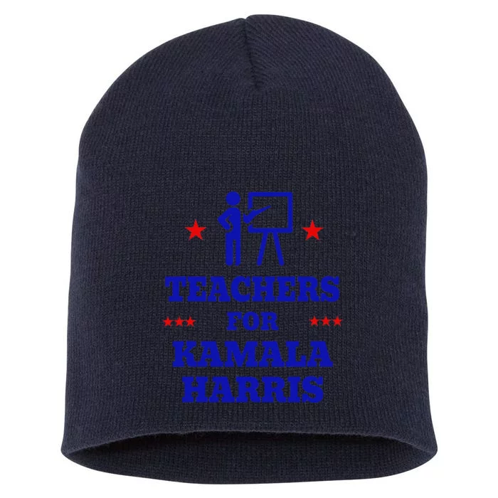 Teachers For Kamala Harris 2024 Election Breaking Barriers Short Acrylic Beanie